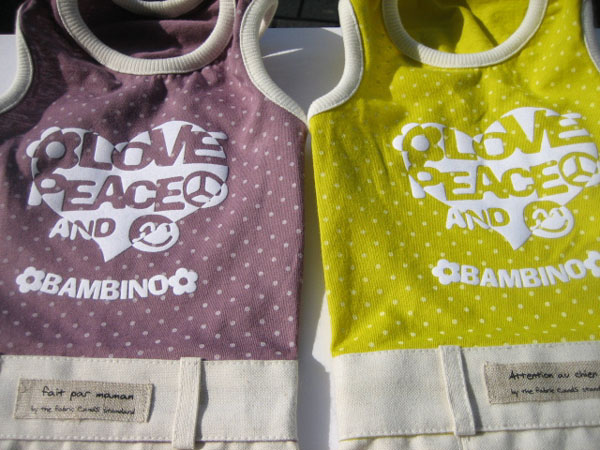 ドット＆生成りデニムワンピ　Love&Peace 3色から選択