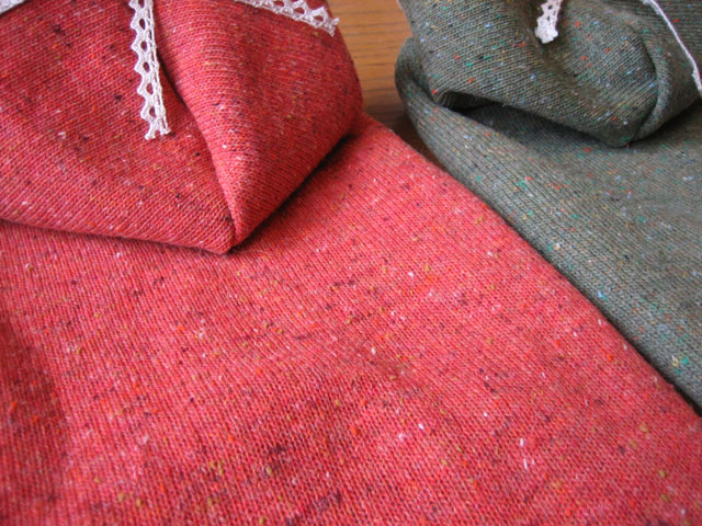 セーター風パーカー　Red&Green