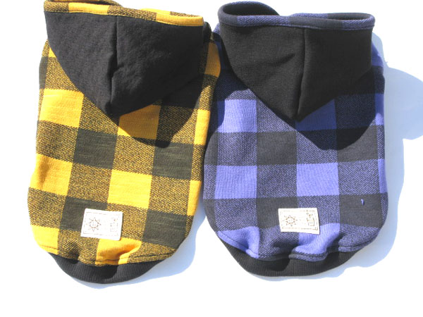 ブロックチェックパーカー　yellow, perple