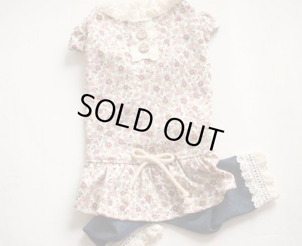 画像2: ベージュ小花オールインワン (ワンピースも可能） (2)