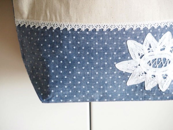 画像2: お散歩バッグ　(タンガリードット　トートバッグ） (2)