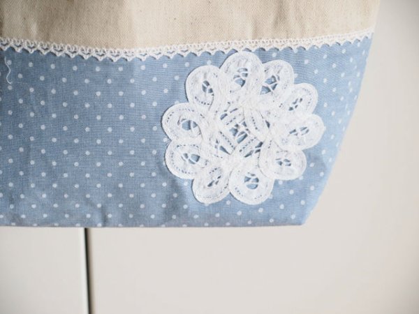 画像3: お散歩バッグ　(タンガリードット　トートバッグ） (3)