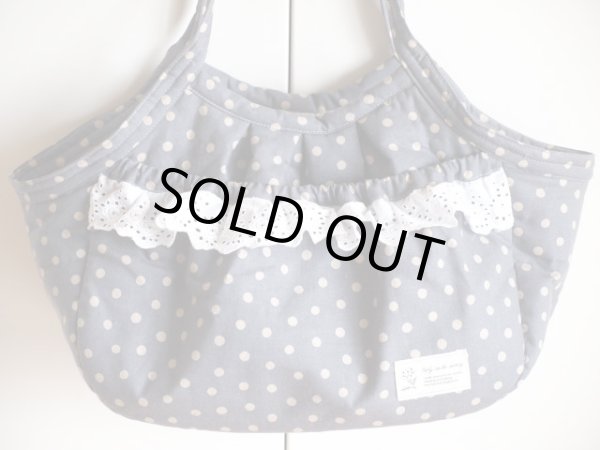 画像2: キャリーバッグ　グレーブルードット (2)