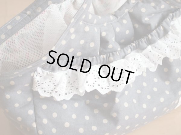 画像3: キャリーバッグ　グレーブルードット (3)