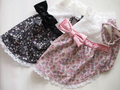 画像3: レース＆ピンクローズワンピ、レース＆ブラック小花ワンピ