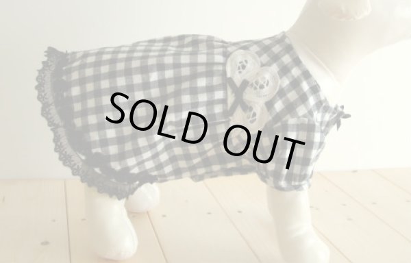 画像3: 黒チェック＆バテンレースワンピ (3)