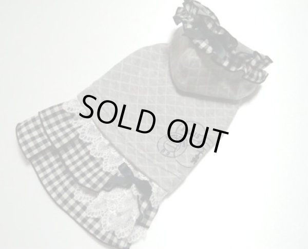 画像2: キルトニット＆チェックワンピ　スタンプ柄プリント (2)