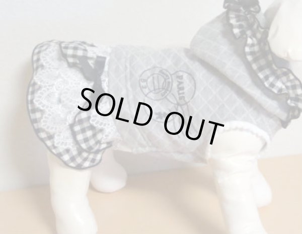 画像4: キルトニット＆チェックワンピ　スタンプ柄プリント (4)