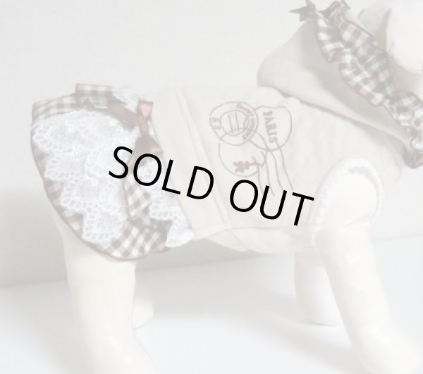 画像5: キルトニット＆チェックワンピ　スタンプ柄プリント (5)