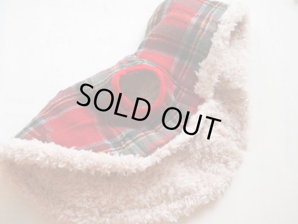 画像3: チェック＆ボアコート ダークレッド (3)