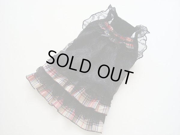 画像3: 黒レース＆タータンチェックワンピ (3)