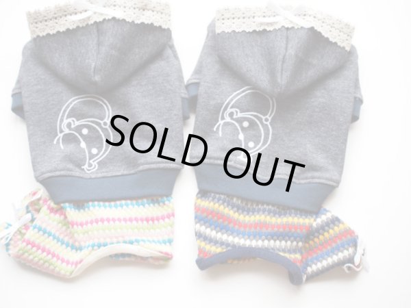 画像2: 裏毛デニムニット＆おさるさんプリントオールインワン (2)