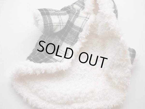 画像3: ウールガーゼタータンチェック＆ボアコート　ホワイトボア (3)