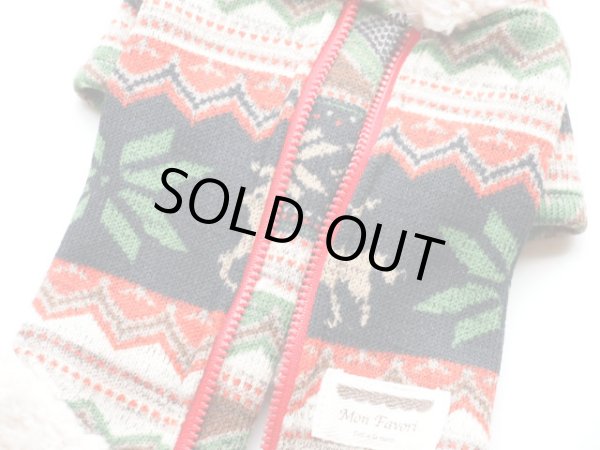 画像3: 裏起毛　フォークロアジャガードニットセーター　SNOW&トナカイ　背中ジッパー (3)