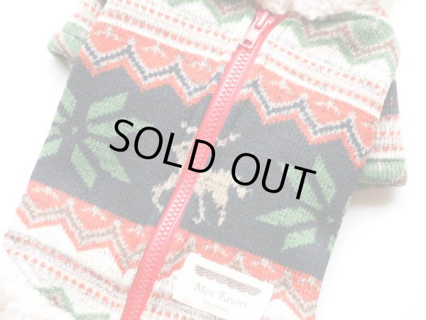 画像2: 裏起毛　フォークロアジャガードニットセーター　SNOW&トナカイ　背中ジッパー (2)