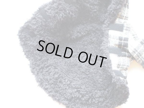 画像4: ウールガーゼタータンチェック＆ボアコート　ブラックボア (4)