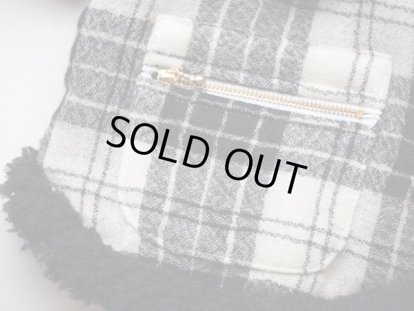 画像3: ウールガーゼタータンチェック＆ボアコート　ブラックボア (3)