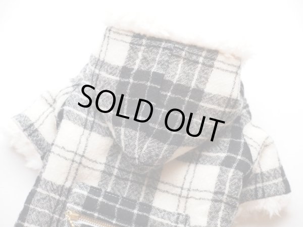 画像2: ウールガーゼタータンチェック＆ボアコート　ホワイトボア (2)