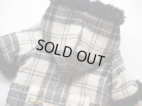 画像2: ウールガーゼタータンチェック＆ボアコート　ブラックボア (2)