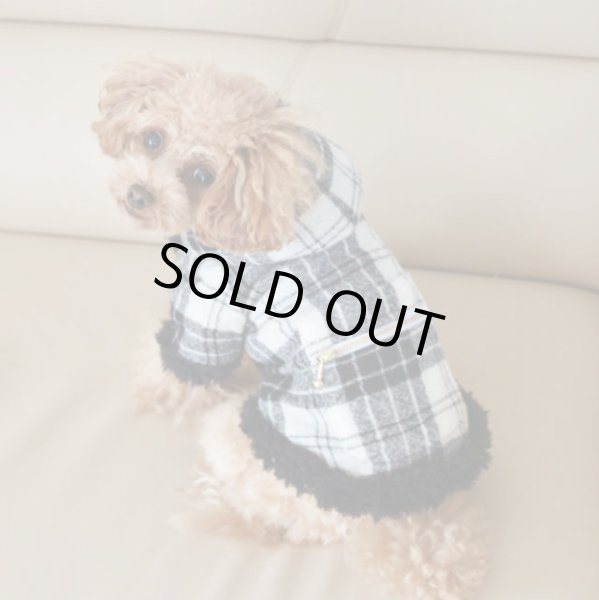 画像5: ウールガーゼタータンチェック＆ボアコート　ホワイトボア (5)