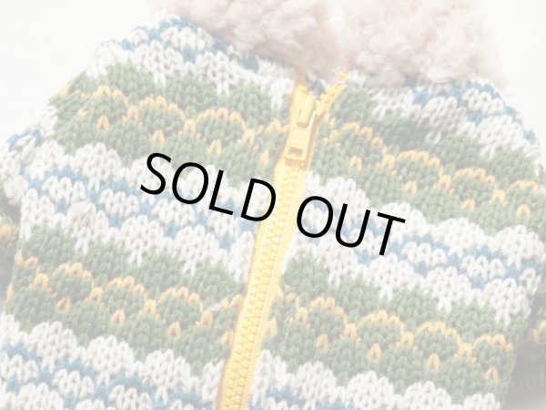 画像2: 裏起毛ボーダーニット　Hand Knit Laceセーター　グリーンｘイエロー (2)