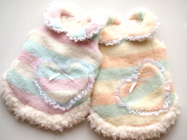 画像2: パステルボーダー＆大きなハート＆ボアコート (2)