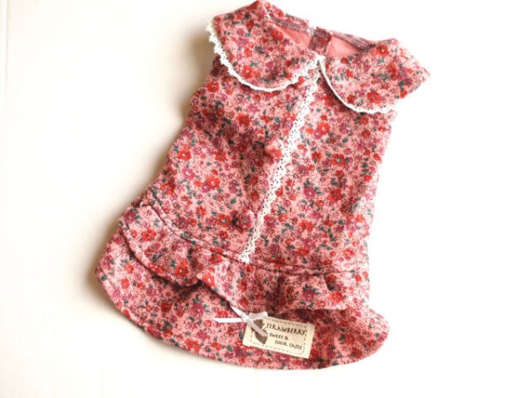 画像4: お花柄キルティングニットワンピ、ローズワンピ (4)