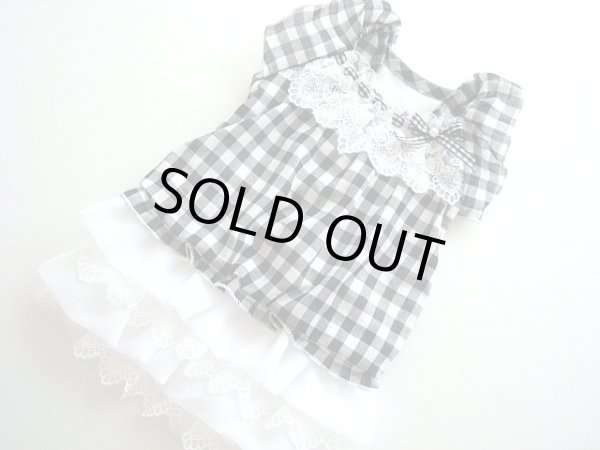 画像2: ブラックチェック＆ホワイトシフォンワンピース (2)