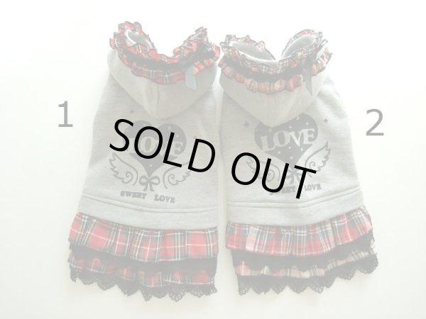 画像2: グレー&チェック　ハートプリント　ワンピース (2)