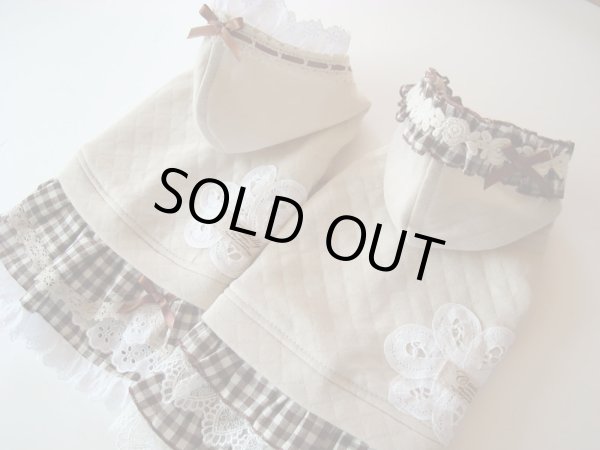 画像3: ベージュキルティング＆ブラウンチェック　ワンピース (3)