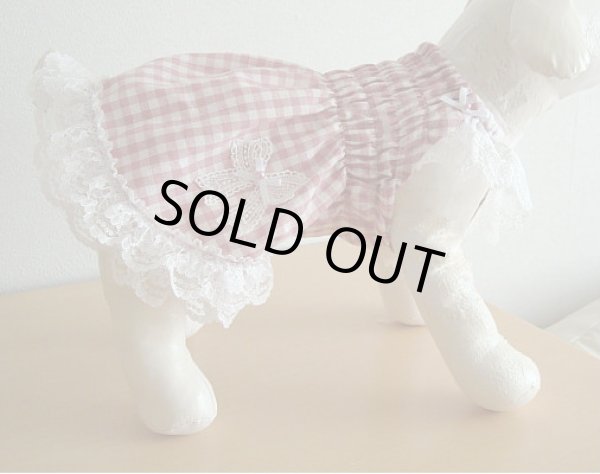 画像2: ピンクチェックシャーリングワンピース (2)