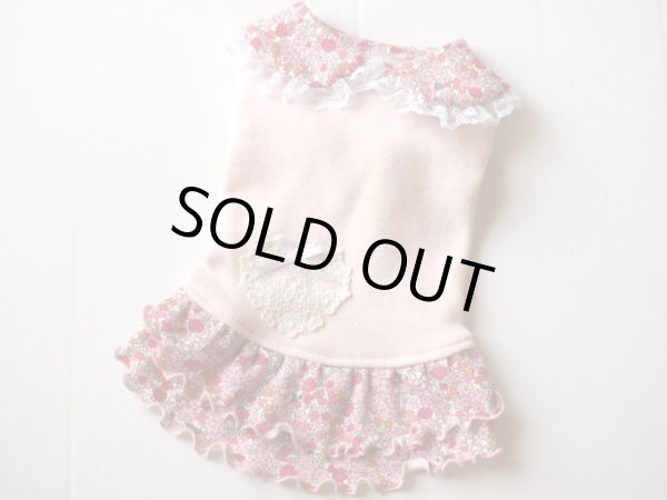 画像2: 裏毛ベビーピンク＆お花ワンピース (2)