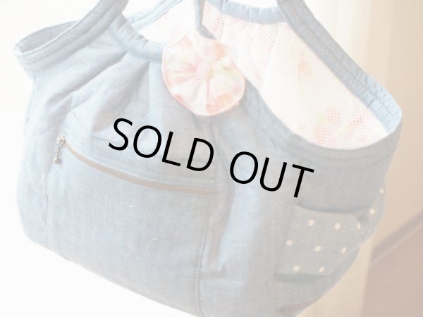 画像2: キャリーバッグ　デニム風Wガーゼ (2)