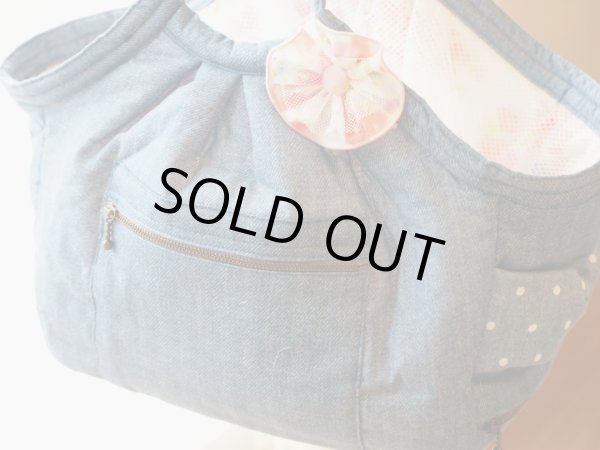 画像8: キャリーバッグ　デニム風Wガーゼ (8)