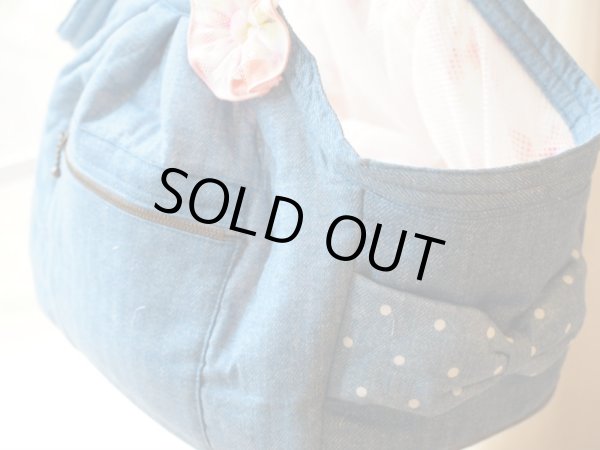 画像3: キャリーバッグ　デニム風Wガーゼ (3)