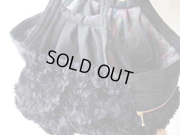 画像3: キャリーバッグ　ブラック小さな立体薔薇 (3)