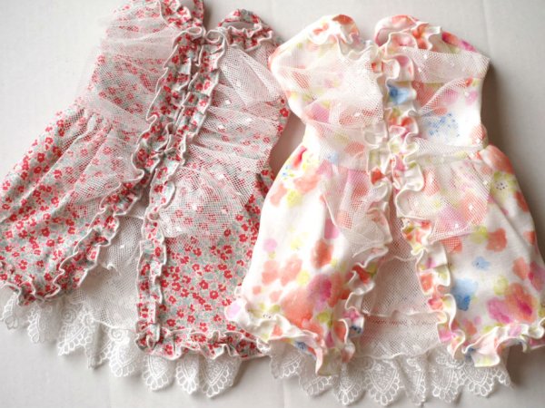 画像2: 水彩画風レースワンピース/赤小花レースワンピース (2)