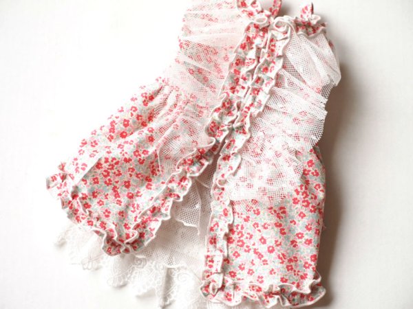 画像6: 水彩画風レースワンピース/赤小花レースワンピース (6)