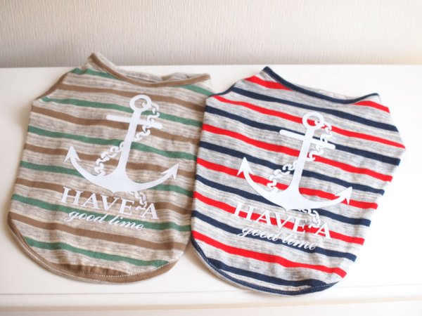 画像2: ボーダー&イカリプリント タンクトップ (2)