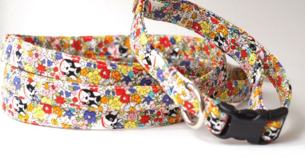 画像2: 花畑＆わんちゃん　首輪、リード、ハーネス　 (2)