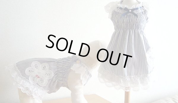 画像4: ボーダーシャーリングワンピース (4)