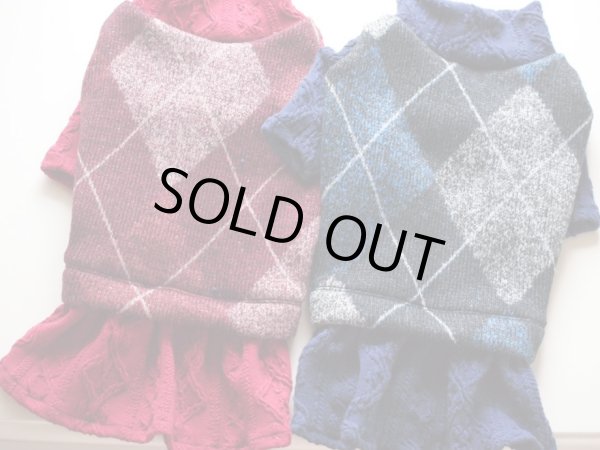 画像2: アーガイルジャガードニットワンピース (2)