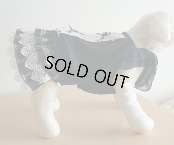 画像3: ネイビーシフォン＆ライトBWワンピース (3)