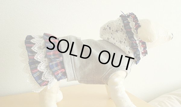 画像3: グレー＆ネイビータータンチェックワンピース (3)