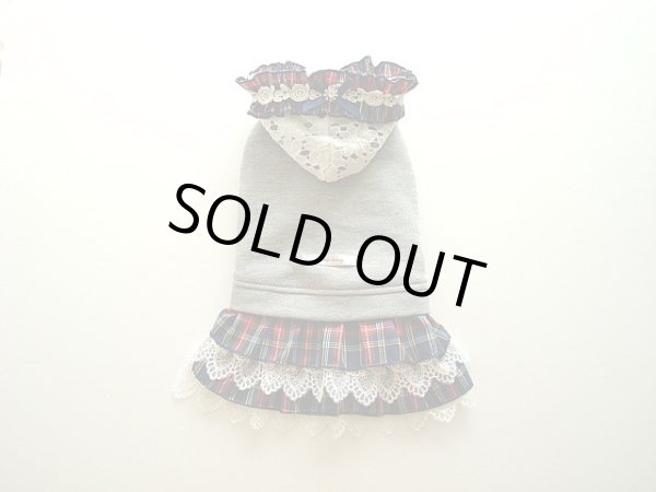 画像2: グレー＆ネイビータータンチェックワンピース (2)