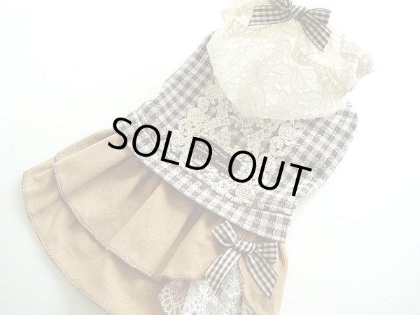 画像2: ブラウンチェック＆コーデュロイワンピース (2)