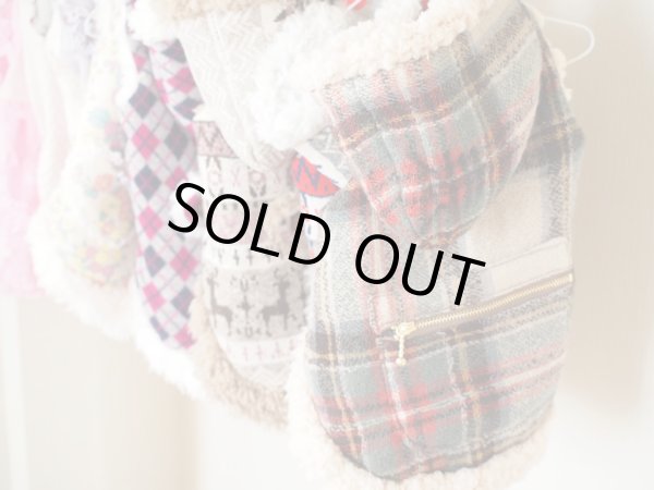 画像5: ウールガーゼベージュチェック　ボアコート (5)