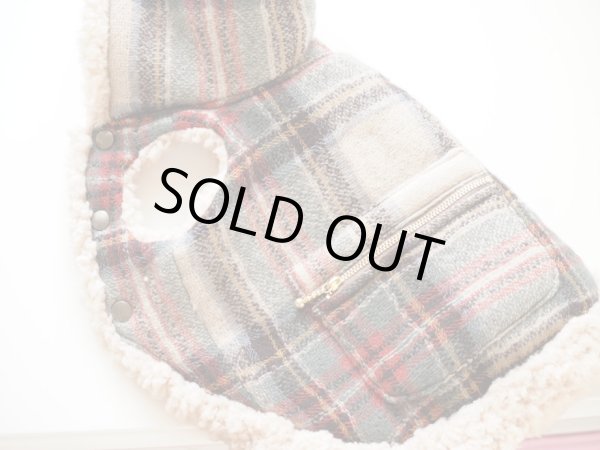 画像4: ウールガーゼベージュチェック　ボアコート (4)