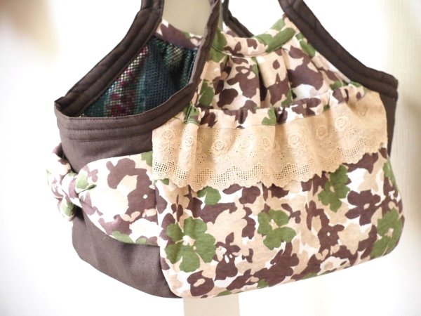 画像3: キャリーバッグ　お花カモフラ＆ブラウン (3)