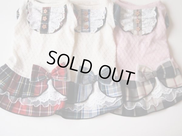 画像2: チェック＆ハニカムドットジャガードワンピース (2)